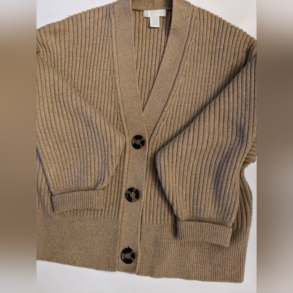 H&M beige camel  oversized cardigan Medium